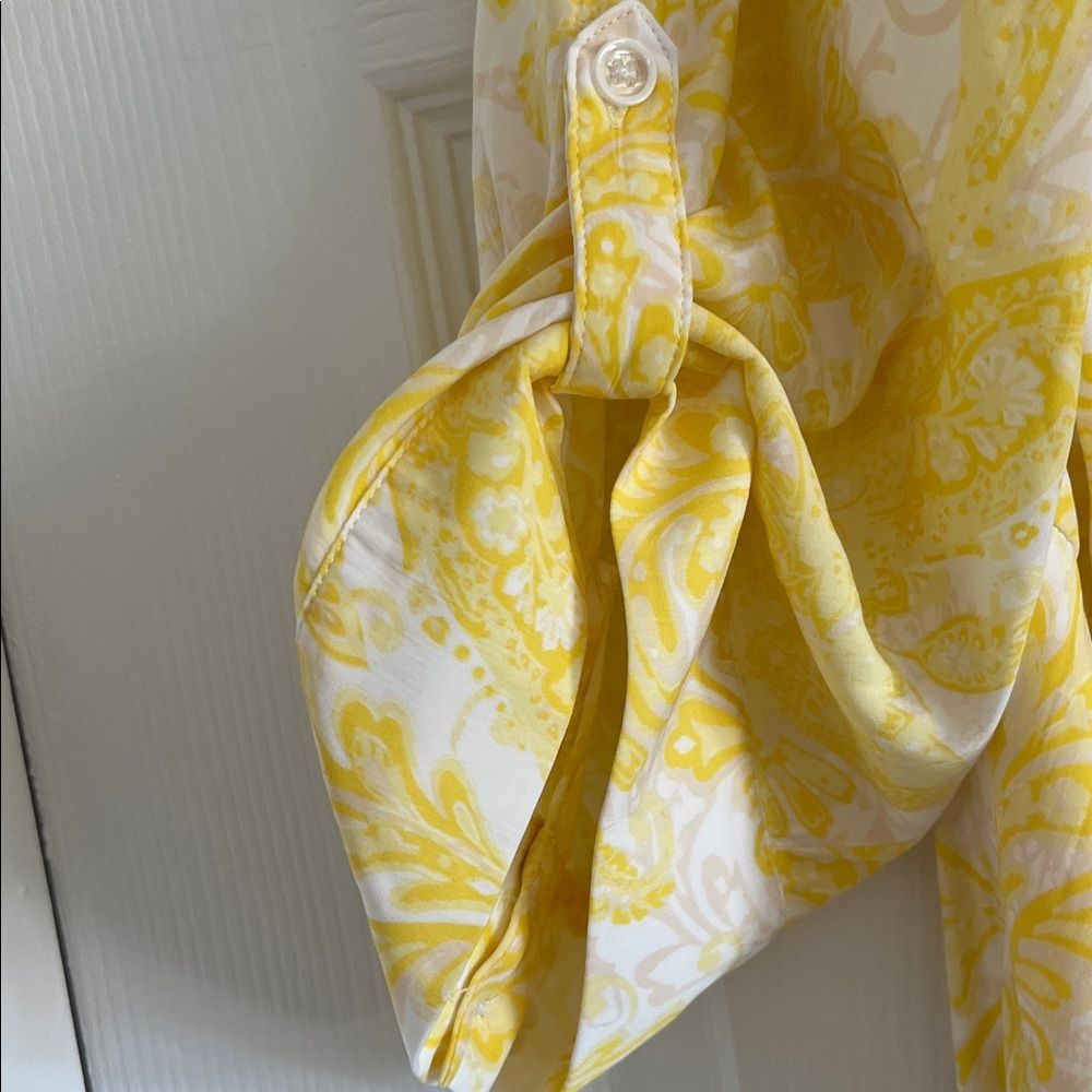 Chico's Yellow and White Long Sleeve Maxi Dress - Picture 5 of 7